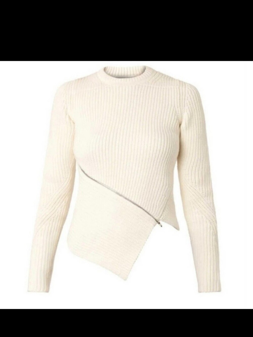 Alexander Wang Asymmetrical Cotton Zip Sweater Large